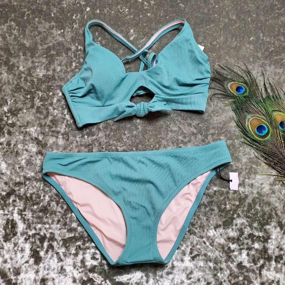 Shade & Shore Front Tie 2‎ Piece Swimsuit Top 36B/ Bottoms: L